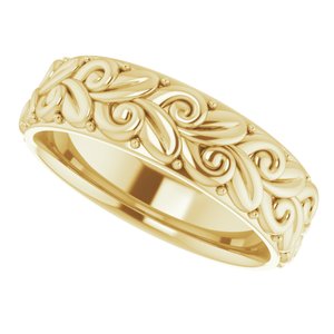 14K Yellow 5 mm Floral Band Size 8 - BN & CO JEWELRY
