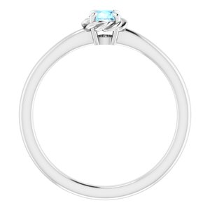 14K White Natural Aquamarine Solitaire Rope Ring - BN & CO JEWELRY