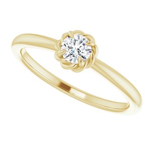 14K Yellow Natural White Sapphire Solitaire Rope Ring - BN & CO JEWELRY