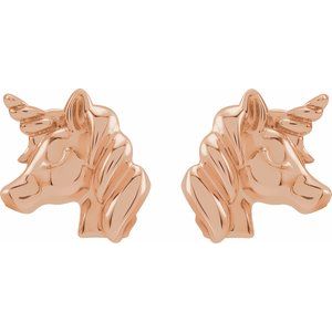 14K Rose Youth Unicorn Earrings - BN & CO JEWELRY
