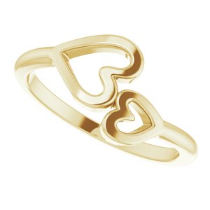 14K Yellow Double Heart Ring - BN & CO JEWELRY