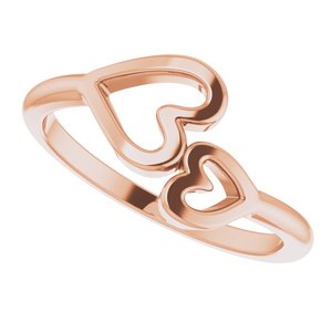 14K Rose Double Heart Ring - BN & CO JEWELRY