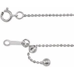 14K White 1 mm Adjustable Bead 22" Chain - BN & CO JEWELRY