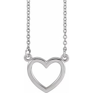 14K White 10.8x10 mm Heart 16" Necklace - BN & CO JEWELRY