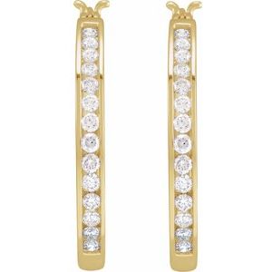 14K Yellow 1/2 CTW Diamond Hoop Earrings - BN & CO JEWELRY