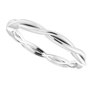 14K White 2.2 mm Woven-Design Band Size 8.5 - BN & CO JEWELRY