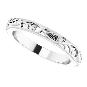 Sterling Silver 2.8 mm Floral Band Size 4 - BN & CO JEWELRY