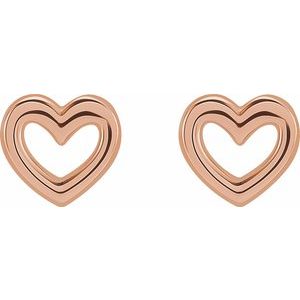 14K Rose 5.29x5 mm Heart Earrings - BN & CO JEWELRY