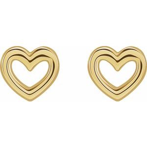 14K Yellow 5.29x5 mm Heart Earrings - BN & CO JEWELRY