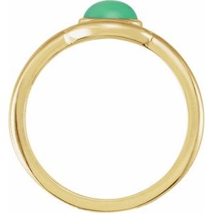 14K Yellow Natural Green Chrysoprase Bezel-Set Cabochon Ring - BN & CO JEWELRY