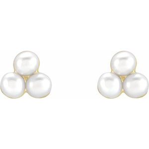 14K Yellow Cultured Freshwater Pearl Cluster Earrings - BN & CO JEWELRY