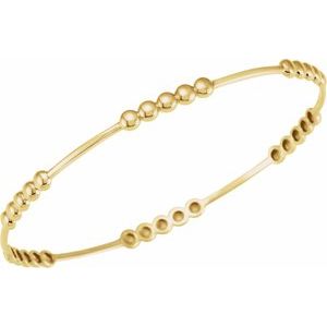 14K Yellow 3.66 mm Beaded Bangle 7" Bracelet - BN & CO JEWELRY