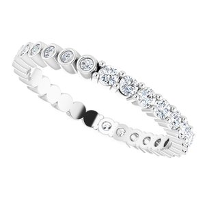 14K White 1/2 CTW Natural Diamond Reversible Eternity Band Size 7 - BN & CO JEWELRY