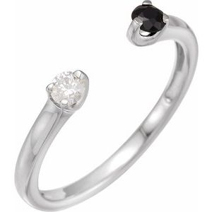 14K White Natural Onyx & 1/10 CT Natural Diamond Negative Space Ring - BN & CO JEWELRY