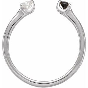 14K White Natural Onyx & 1/10 CT Natural Diamond Negative Space Ring - BN & CO JEWELRY