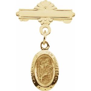 14K Yellow St. Christopher Baptismal Pin - BN & CO JEWELRY