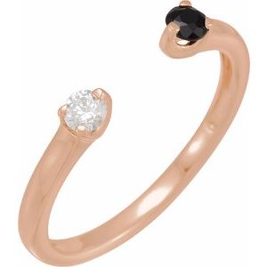 14K Rose Natural Onyx & 1/10 CT Natural Diamond Negative Space Ring - BN & CO JEWELRY