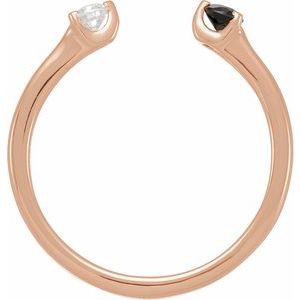 14K Rose Natural Onyx & 1/10 CT Natural Diamond Negative Space Ring - BN & CO JEWELRY