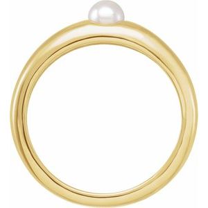 14K Yellow Cultured Akoya Pearl Dome Ring - BN & CO JEWELRY