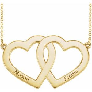 14K Yellow Family Engravable Heart 18" Necklace - BN & CO JEWELRY