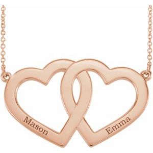 14K Rose Family Engravable Heart 18" Necklace - BN & CO JEWELRY