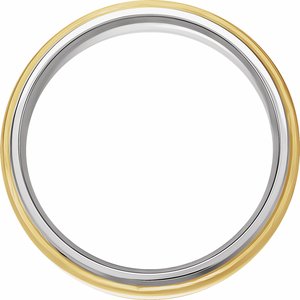 14K White/Yellow 6 mm Half Round Band with Diamond Edge Inlay Size 10 - BN & CO JEWELRY