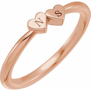 14K Rose 2-Heart Family Engravable Ring - BN & CO JEWELRY