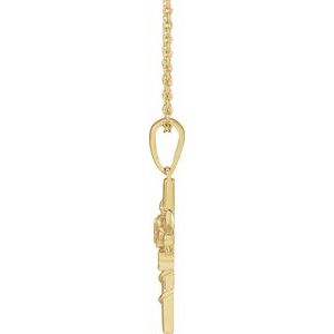 14K Yellow Floral Cross 16-18" Necklace - BN & CO JEWELRY