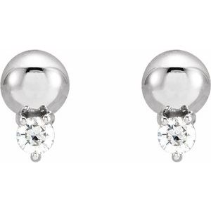 14K White .06 CTW Natural Diamond Bead Earrings - BN & CO JEWELRY