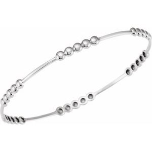 Sterling Silver 3.66 mm Beaded Bangle 7" Bracelet - BN & CO JEWELRY