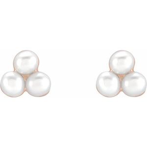 14K Rose Cultured Freshwater Pearl Cluster Earrings - BN & CO JEWELRY