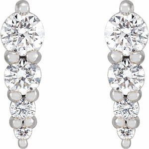 14K White 1/5 CTW Natural Diamond Four-Stone Graduated Bar Earrings - BN & CO JEWELRY