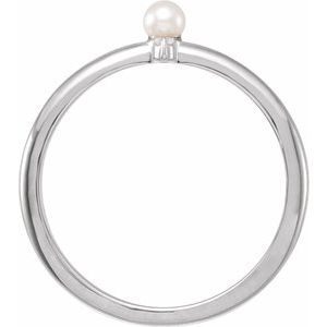 14K White Cultured White Seed Pearl & .015 CT Natural Diamond Ring - BN & CO JEWELRY