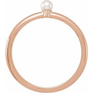 14K Rose Cultured White Seed Pearl & .015 CT Natural Diamond Ring - BN & CO JEWELRY