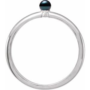 14K White Cultured Black Akoya Pearl & .015 CT Natural Diamond Ring - BN & CO JEWELRY