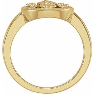 14K Yellow Oval Black Enamel Miraculous Medal Ring - BN & CO JEWELRY