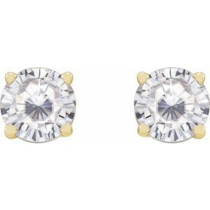 14K Yellow 5 mm Stuller Lab-Grown Moissanite Stud Earrings with Friction Post - BN & CO JEWELRY