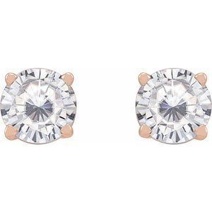 14K Rose 5 mm Stuller Lab-Grown Moissanite Stud Earrings with Friction Post - BN & CO JEWELRY