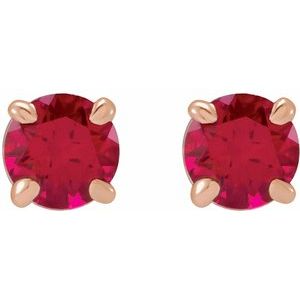 14K Rose Lab-Grown Ruby Earrings - BN & CO JEWELRY