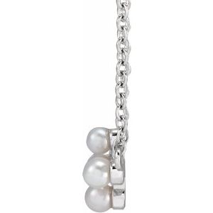 Sterling Silver Cultured White Seed Pearl Sideways Cross 16-18" Necklace - BN & CO JEWELRY