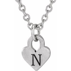 Sterling Silver Engravable Heart 16-18" Necklace - BN & CO JEWELRY