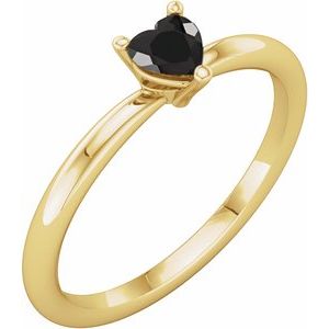 14K Yellow Natural Black Onyx Heart Solitaire Ring - BN & CO JEWELRY