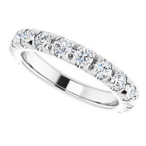 14K White 1 CTW Natural Diamond French-Set Matching Band - BN & CO JEWELRY