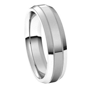 14K White 5 mm Milgrain Beveled Edge Band Size 10 - BN & CO JEWELRY