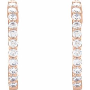 14K Rose 3/4 CTW Lab-Grown Diamond Inside-Outside Hinged 17.2 mm Hoop Earrings - BN & CO JEWELRY