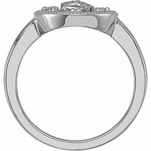 14K White Oval White Enamel Miraculous Medal Ring - BN & CO JEWELRY