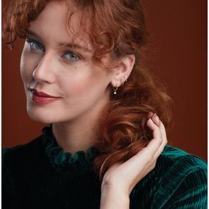 14K Rose .03 CT Natural Diamond Single 8 mm Huggie Earring - BN & CO JEWELRY