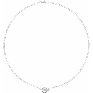 14K White .04 CTW Diamond 16" Toggle Styled Necklace - BN & CO JEWELRY
