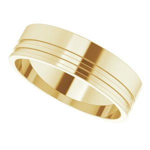 14K Yellow 6 mm Grooved Band Size 9.5 - BN & CO JEWELRY