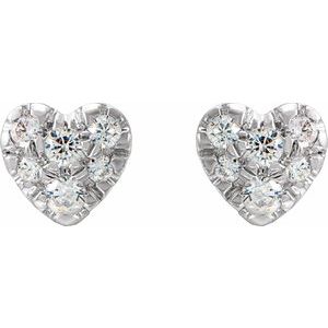 14K White 1/10 CTW Natural Diamond Heart Earrings - BN & CO JEWELRY